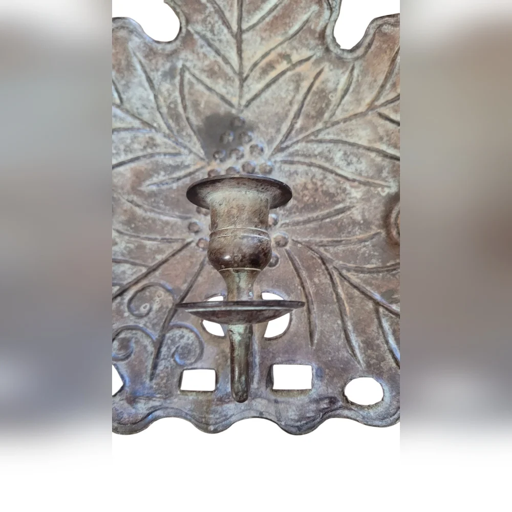 Vintage Candle Wall Sconce Grape Leaf